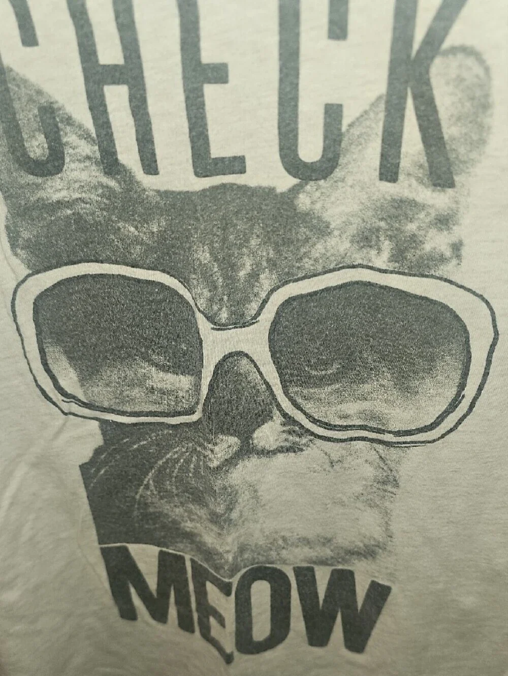 Old Navy Kids Cream Graphic Cat Tee with Black Print Size Large 10/12